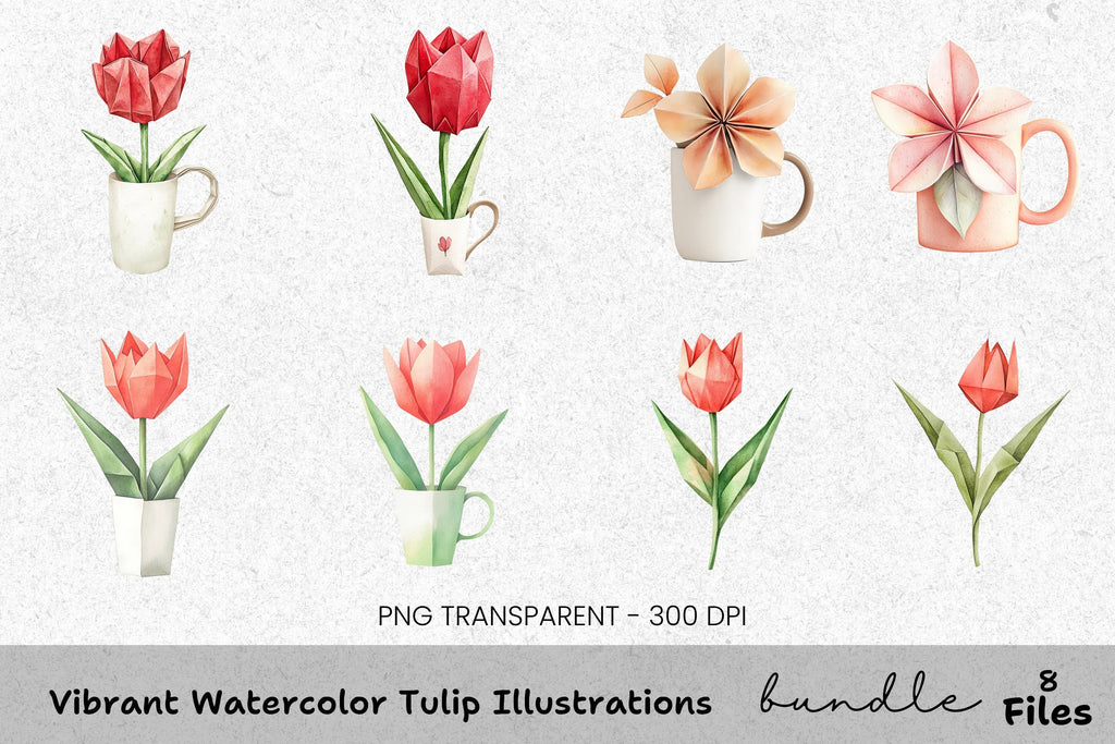 Vibrant Tulip Illustrations Clipart Bundle