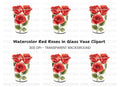 Red Roses in White Vase Clipart Bundle