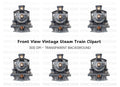 Vintage Steam Train Front View Clipart Bundle