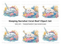 Sleeping Narwhal in Coral Reef Clipart Bundle