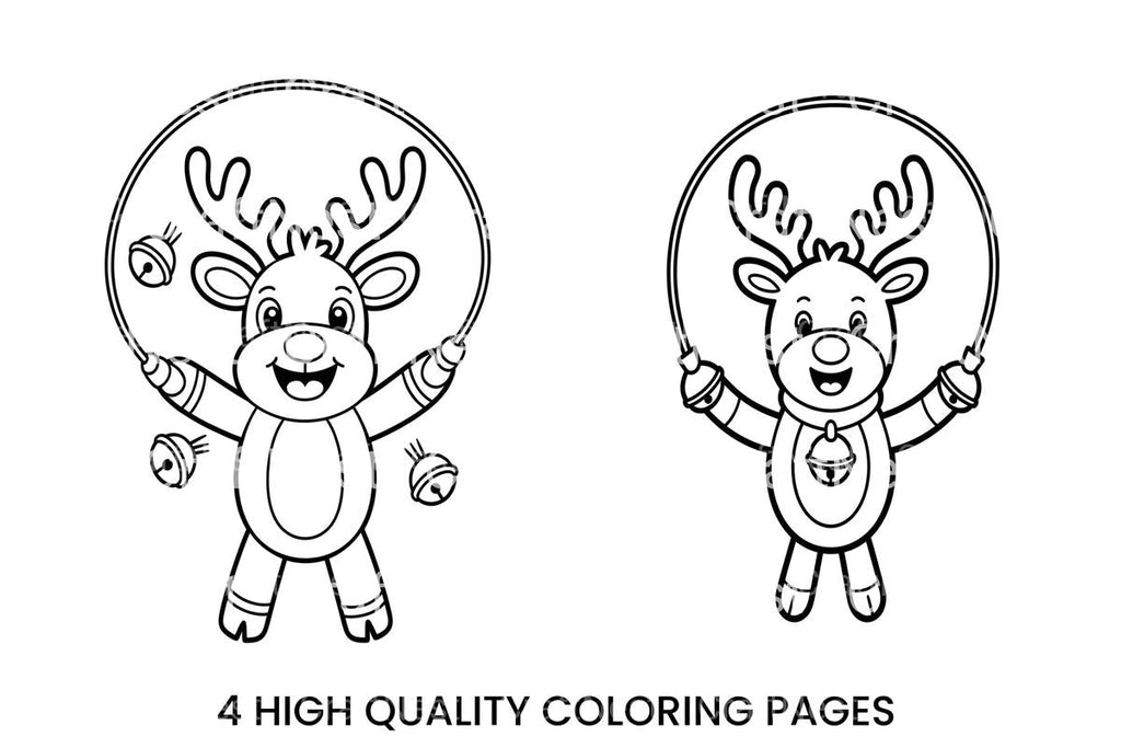 Playful Reindeer Jumping Rope Coloring Books