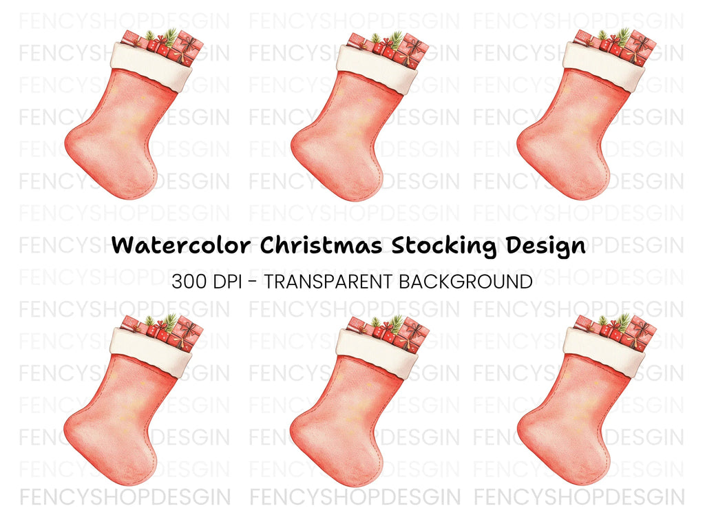Cozy Christmas Stocking with Gifts Clipart Bundle