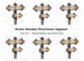 Rustic Wooden Directional Sign Clipart Bundle