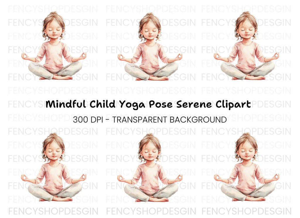 Little Girl Meditating Clipart Bundle