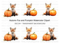 Adorable Fox and Pumpkin Duo Clipart Bundle