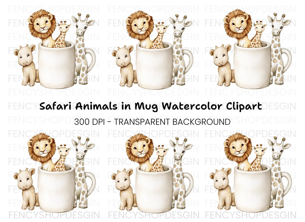 Cute Safari Animals Clipart Bundle