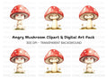 Angry Mushroom Clipart Bundle