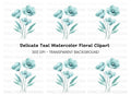 Teal Flowers Clipart Bundle