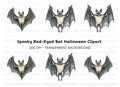 Spooky Bat with Red Eyes Clipart Bundle