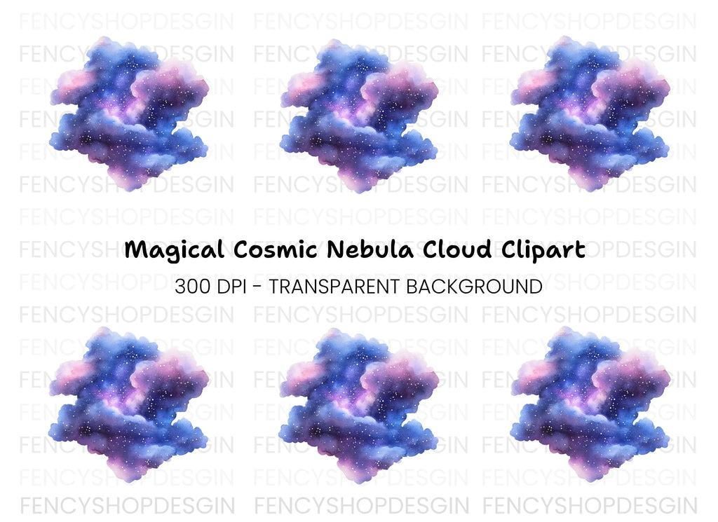 Mystical Galaxy Cloud Clipart Bundle