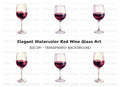 Deep Red Wine Glasses Clipart Bundle