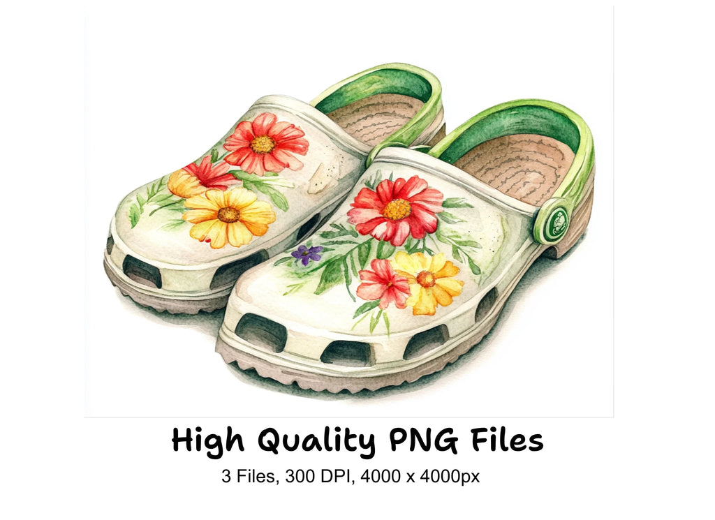 Garden Shoes Boots Floral Clipart Bundle