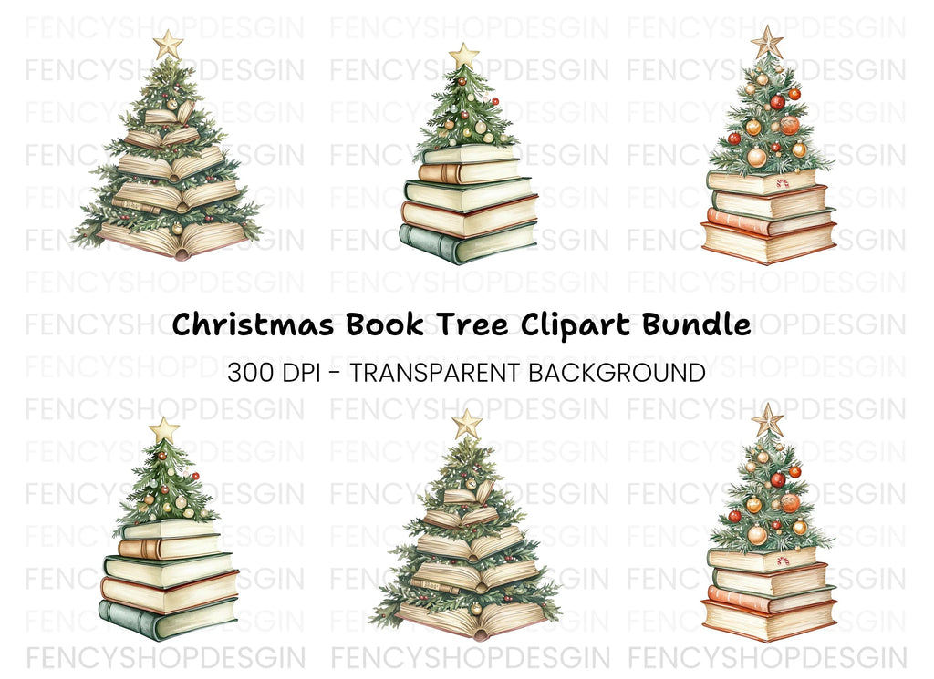 Festive Pine Christmas Trees Clipart Bundle