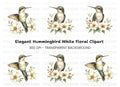 Hummingbird with White Flowers Clipart Bundle