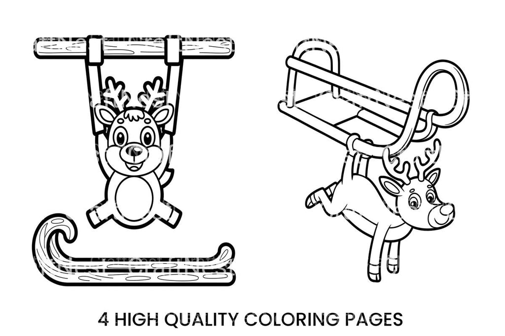 Christmas Reindeer Sleigh Coloring Books