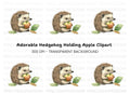 Sweet Hedgehog Holding Apple Clipart Bundle