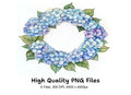 Blue Hydrangea Wreaths Clipart Bundle
