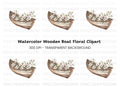 Small Wooden Boat with Pink Flowers Clipart Bundle