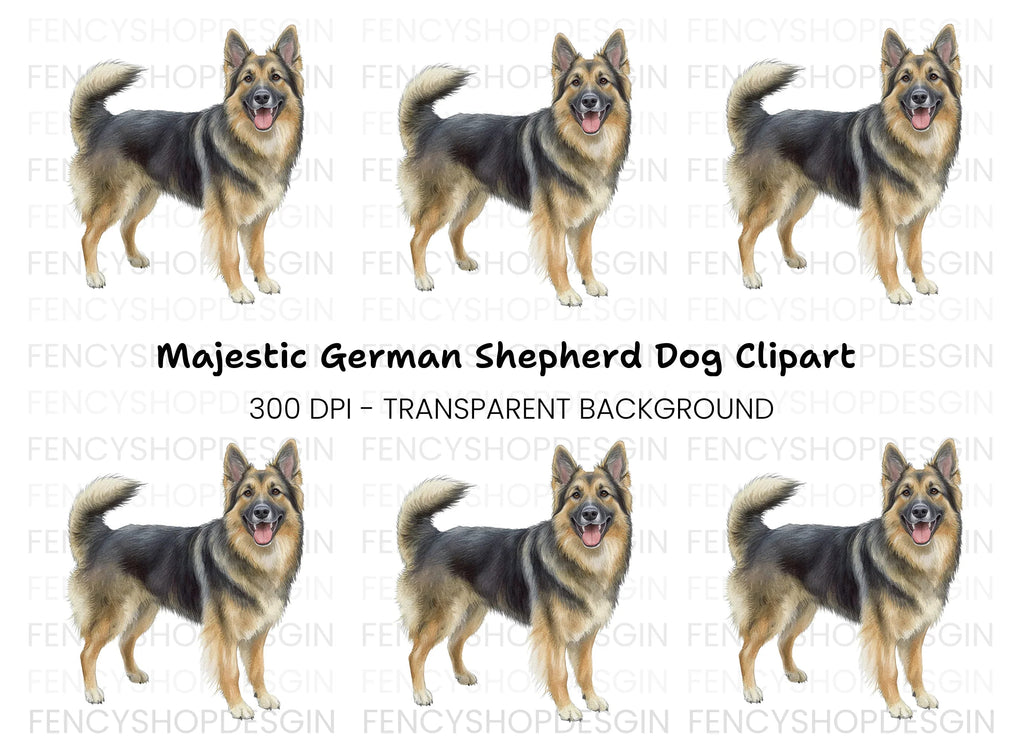Happy German Shepherd Dog Clipart Bundle