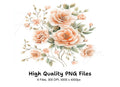 Peach Rose Bouquet Clipart Bundle