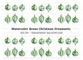 Green Christmas Ornaments Clipart Bundle