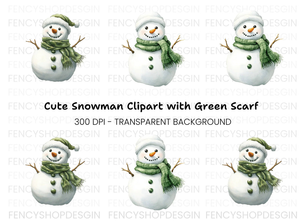 Cute Snowman Clipart Bundle