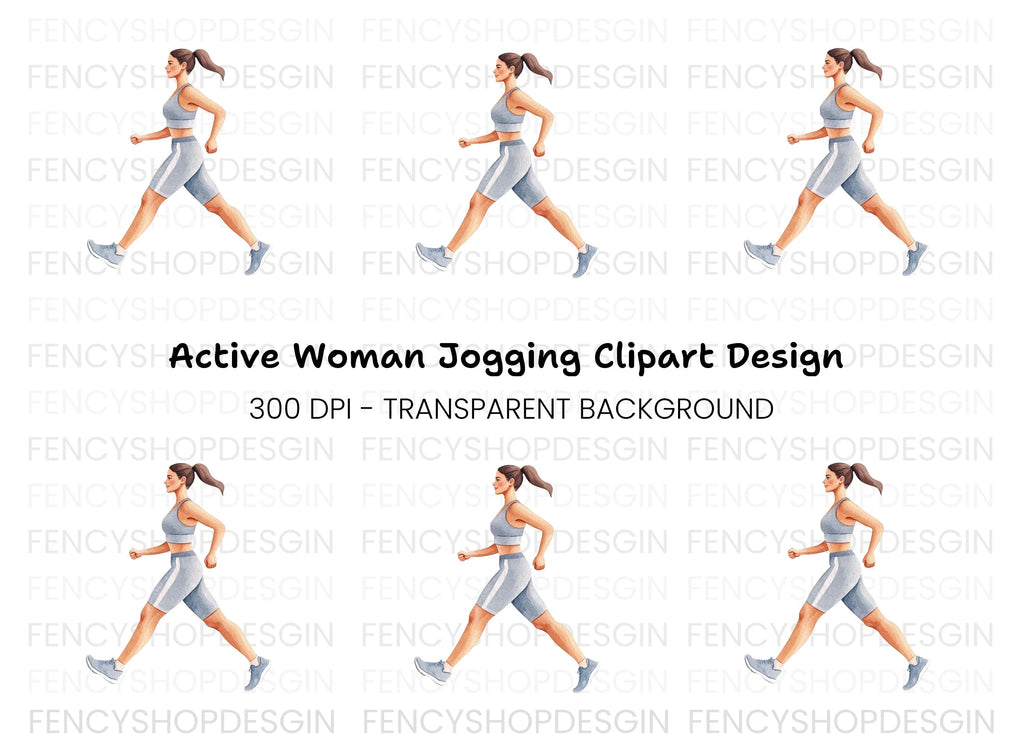 Fitness Woman Running Clipart Bundle