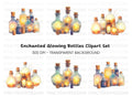 Glowing Magic Potion Bottles Clipart Bundle