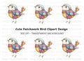Cute Patchwork Bird Clipart Bundle