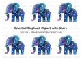 Starry Night Elephant Clipart Bundle