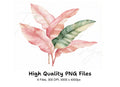 Pink and Green Tropical Leaf Clipart Bundle