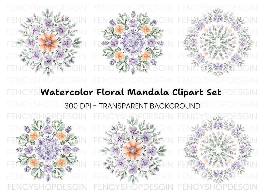 Floral Mandala Clipart Bundle