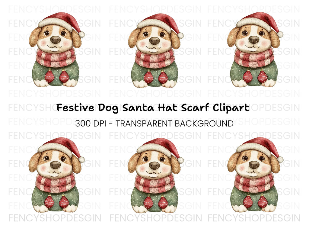Cute Christmas Puppy Clipart Bundle