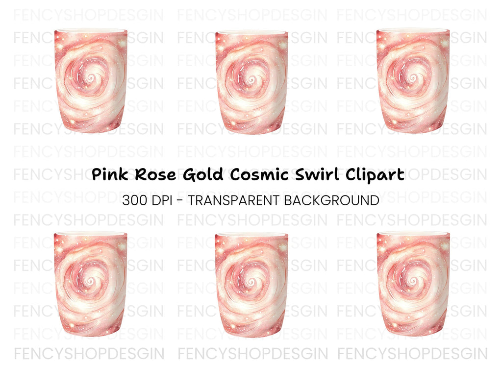 Rose Gold Galaxy Swirl Clipart Bundle