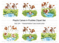 Playful Calves in Water Clipart Bundle