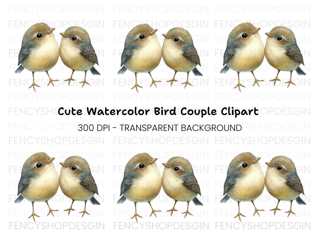 Cute Bird Couple Clipart Bundle