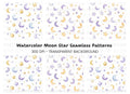 Moon and Stars Seamless Pattern Clipart Bundle