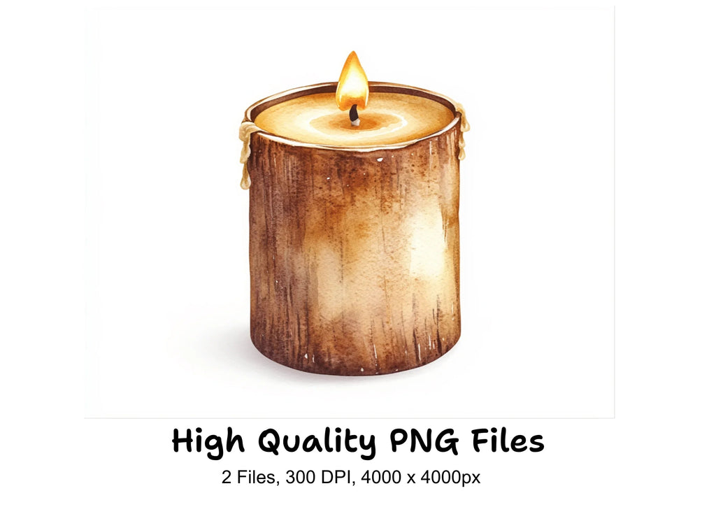 Wood Pillar Candles Clipart Bundle
