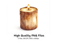 Wood Pillar Candles Clipart Bundle