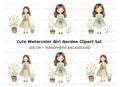 Girls with Plants Clipart Bundle