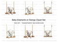 Swinging Baby Elephant Clipart Bundle