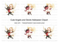 Cute Angel and Devil Friends Clipart Bundle