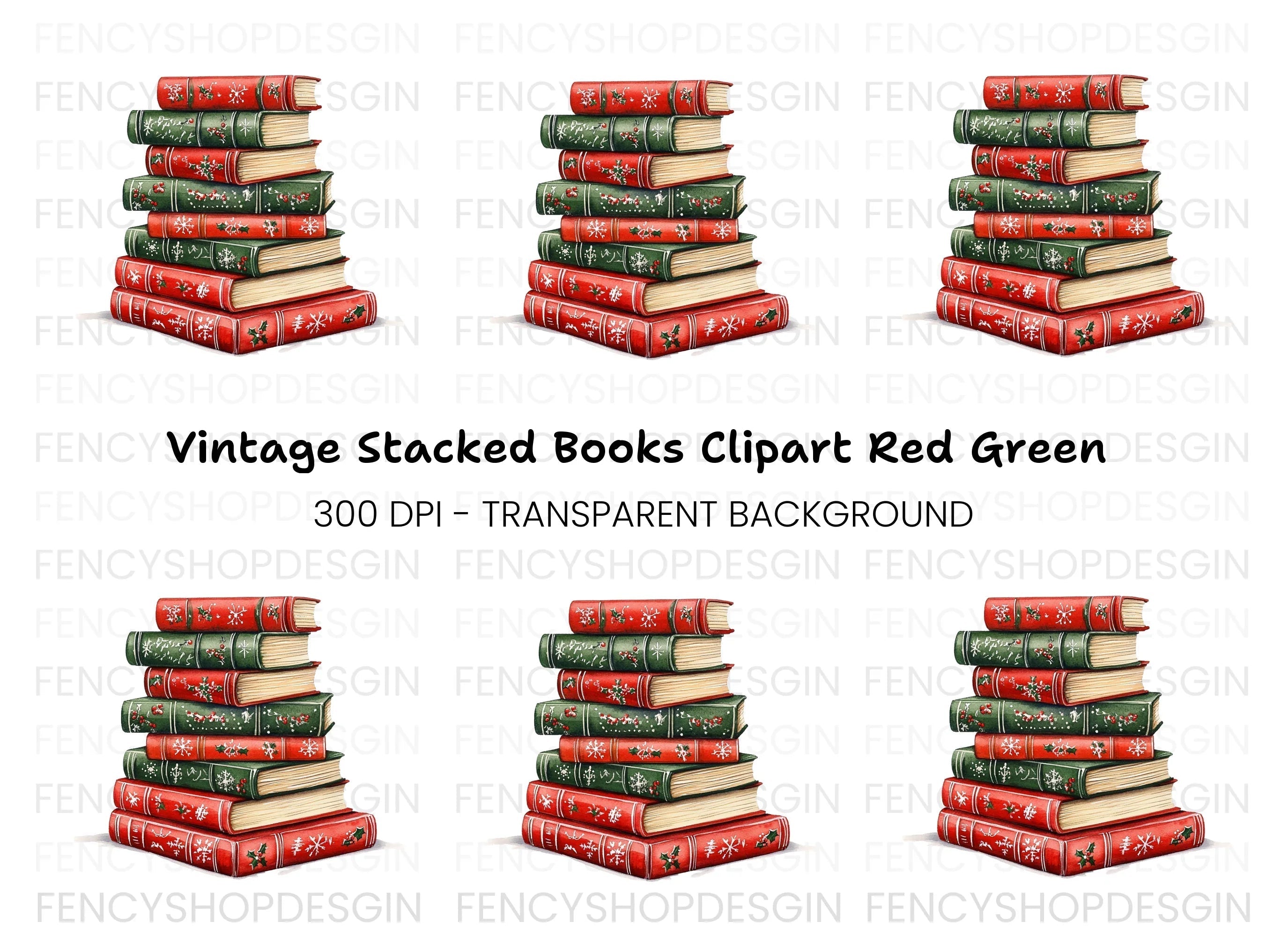Christmas Holiday Books Stack Clipart Bundle
