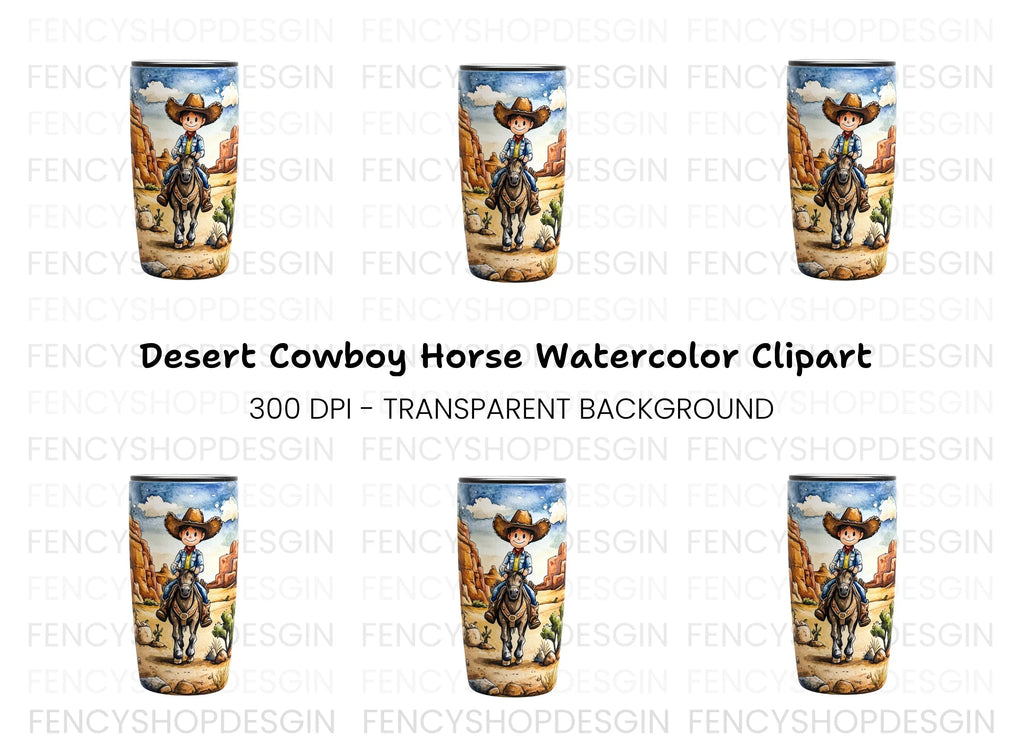 Cute Cowboy Riding Horse Clipart Bundle