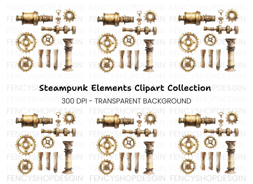 Steampunk Elements Clipart Bundle
