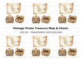 Pirate Treasure Map and Chests Clipart Bundle