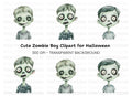 Cute Undead Kids Halloween Clipart Bundle