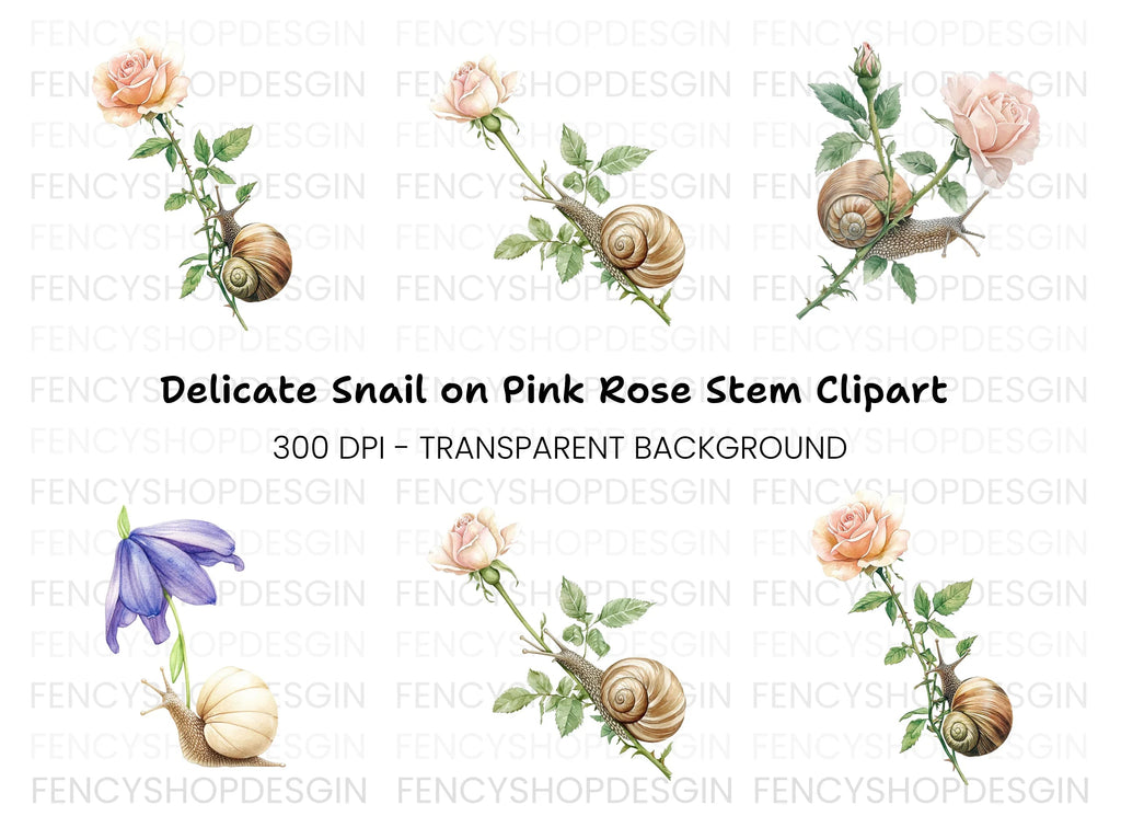 Snails and Flowers Clipart Bundle