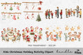 Kids Decorating Christmas Tree Clipart Bundle