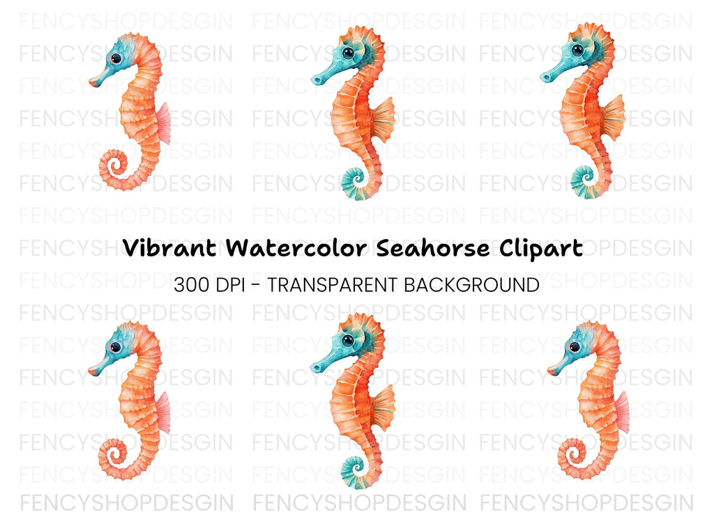Vibrant Seahorse Clipart Bundle